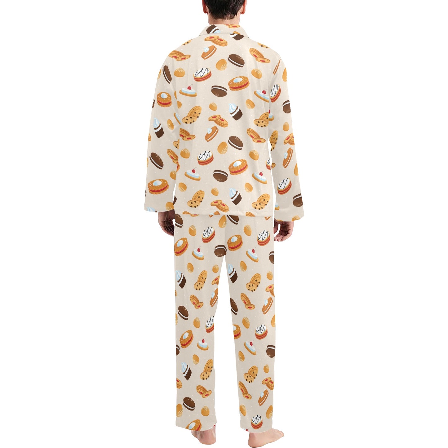 Biscuit Pattern Print Design 01 Men's Long Pajama Set