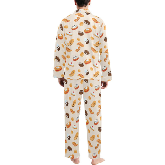 Biscuit Pattern Print Design 01 Men's Long Pajama Set