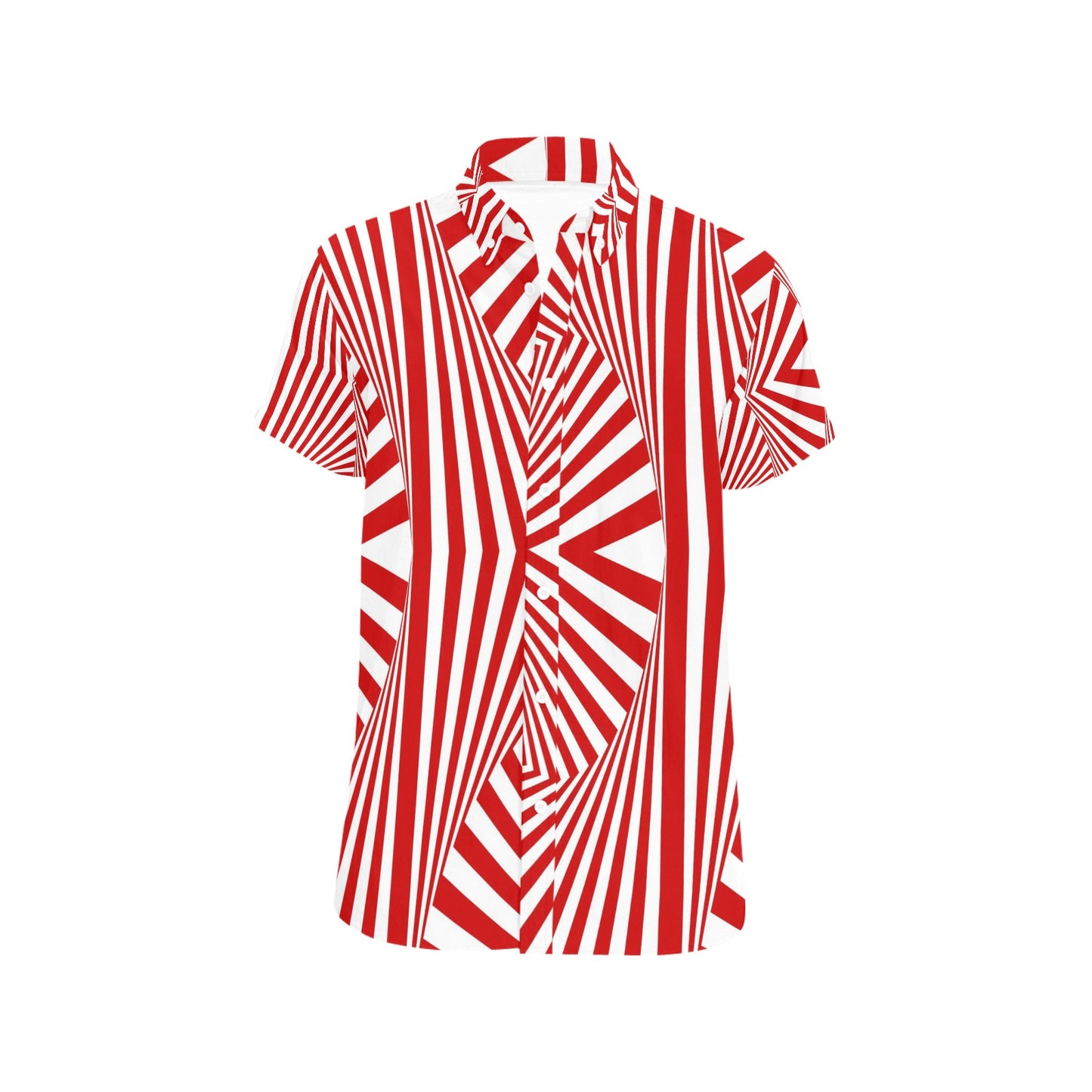 Vortex Print Design LKS304 Men Short Sleeve Button Up Shirt