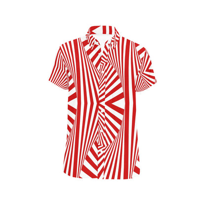 Vortex Print Design LKS304 Men Short Sleeve Button Up Shirt