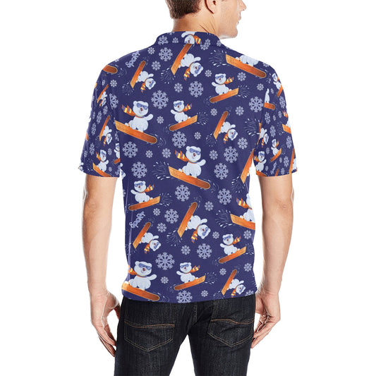 Snowboard Bear Print Design LKS305 Men Polo Shirt