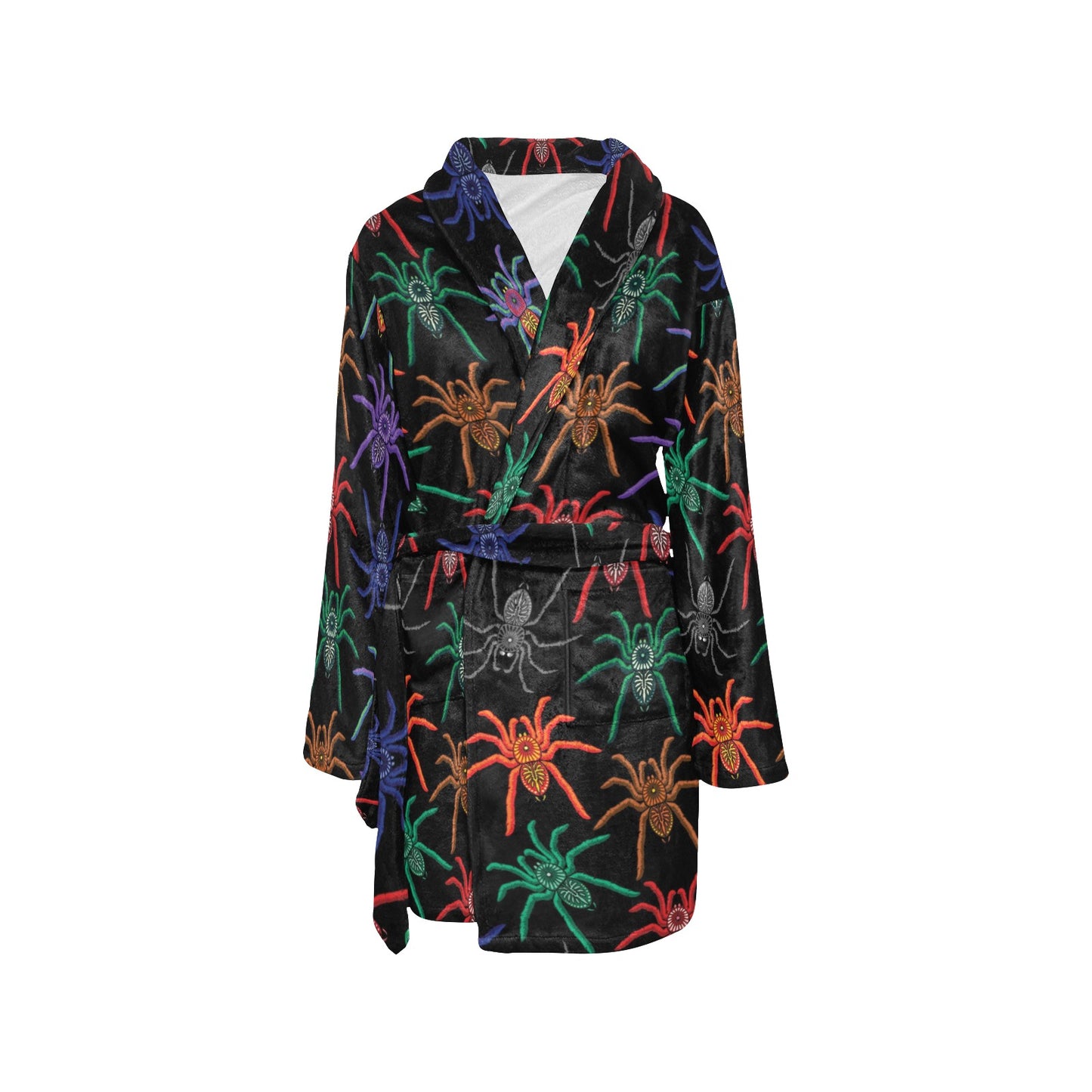 Tarantula Neon Color Pattern Print Design 03 Women's Fleece Robe