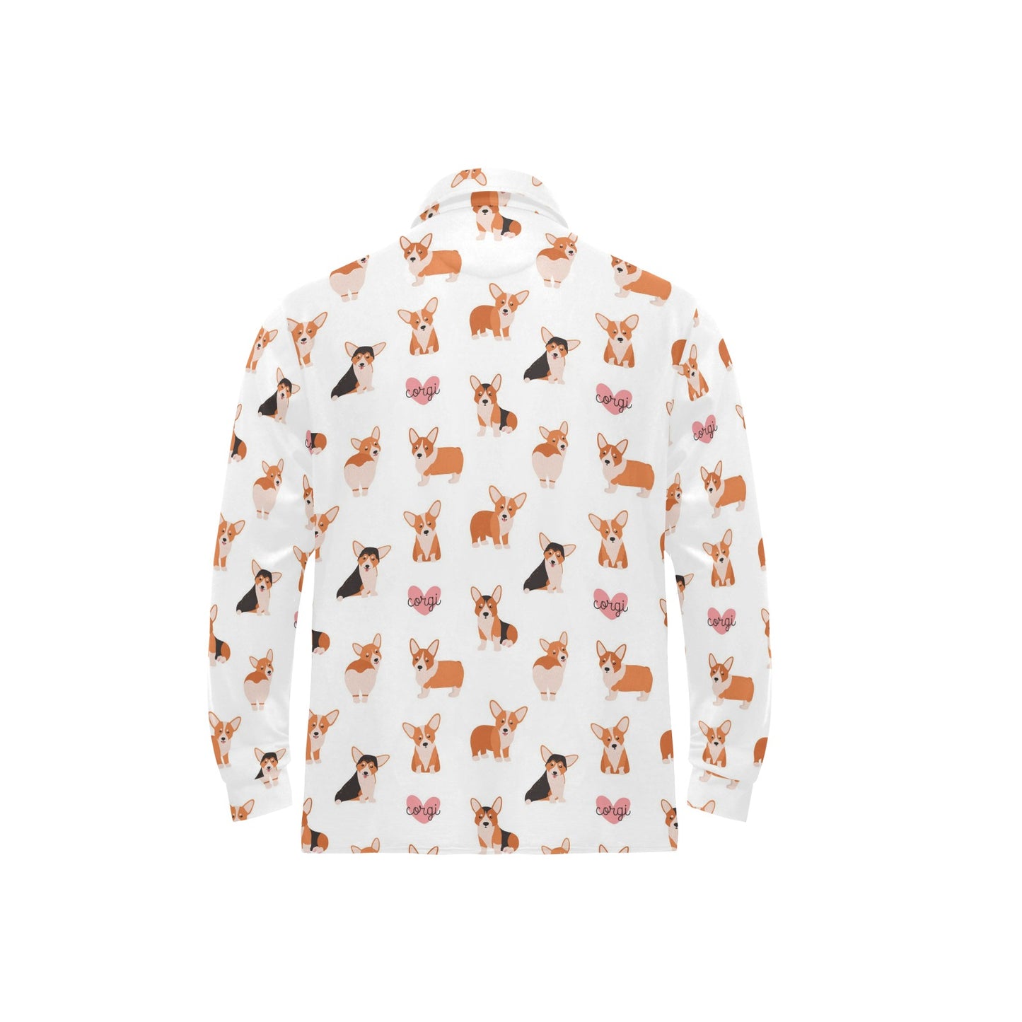 Cardigan Welsh Corgis Pattern Print Design 02 Long Sleeve Polo Shirt For Men's
