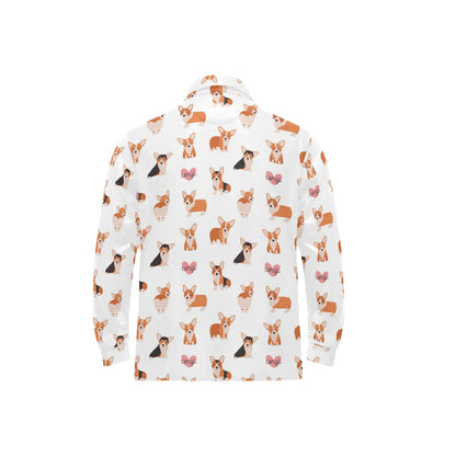 Cardigan Welsh Corgis Pattern Print Design 02 Long Sleeve Polo Shirt For Men's