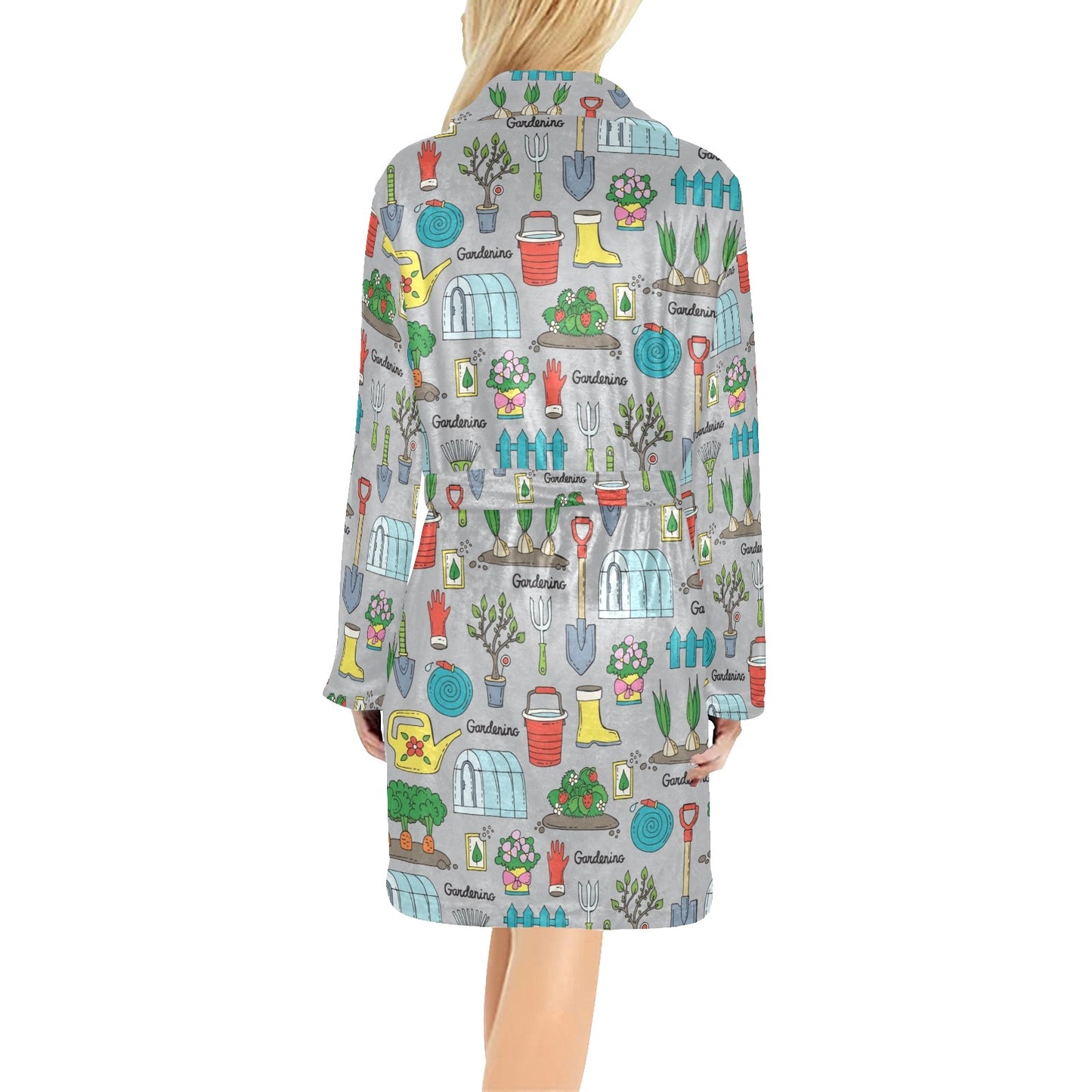 Gardening Pattern Print Design G07 Women's Fleece Robe
