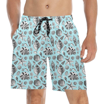 Seashell Beach Print Design LKS302 Men's Swim Trunks Beach Shorts
