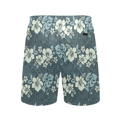 Flower Hawaiian Hibiscus Style Print Pattern Men's Swim Trunks Beach Shorts