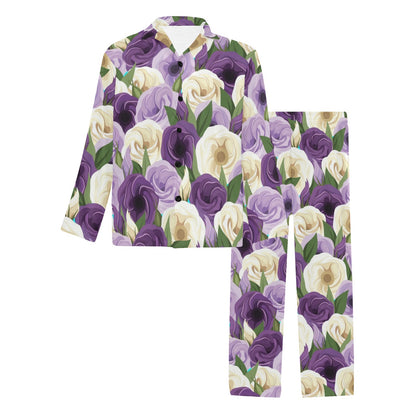 Lisianthus Pattern Print Design LT01 Men's Long Pajama Set