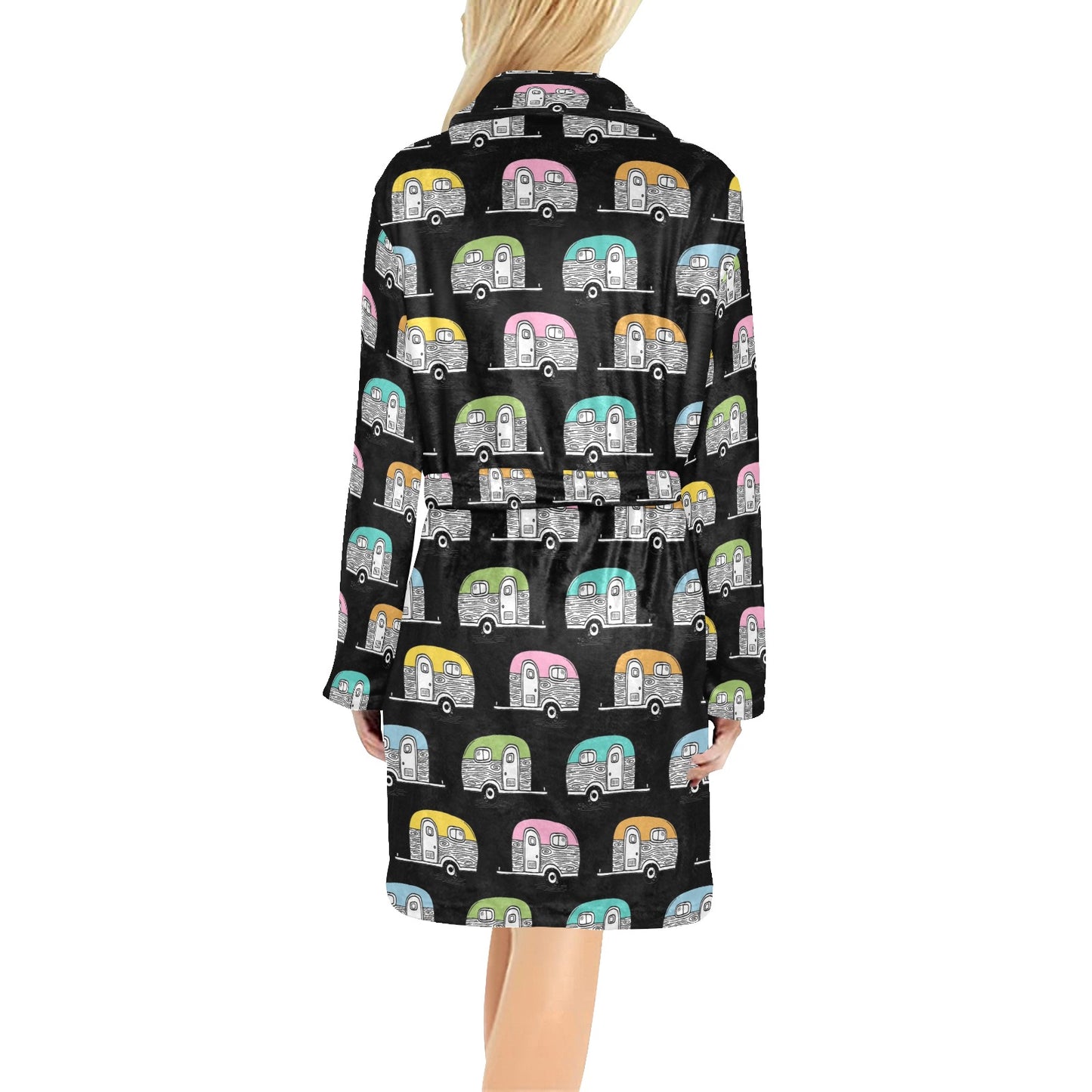 Camper Pattern Camping Themed No 2 Print Women's Fleece Robe