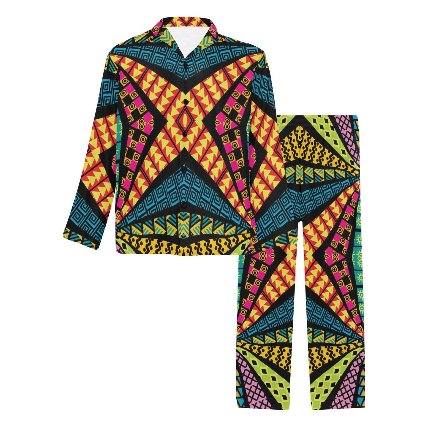 Kaleidoscope Pattern Print Design 05 Men's Long Pajama Set