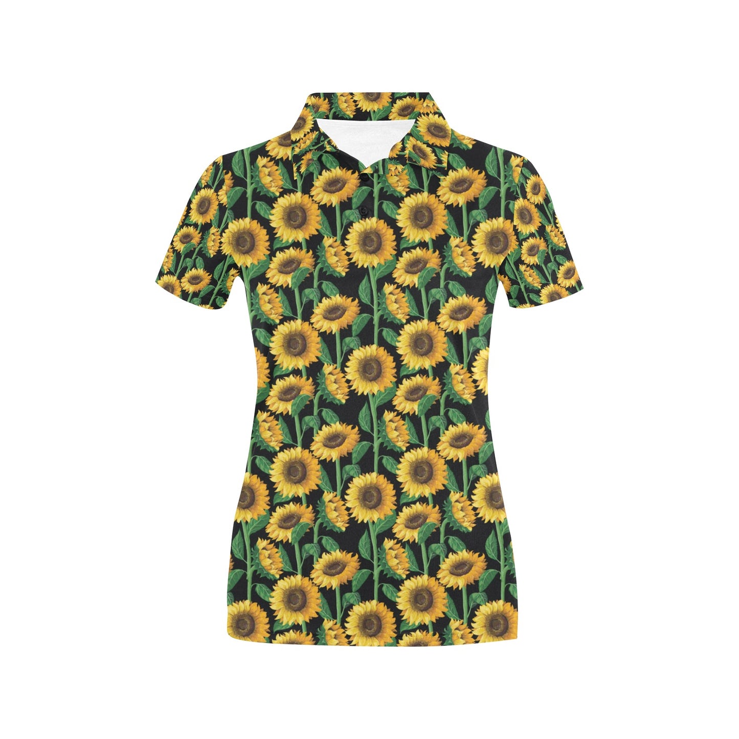 Sunflower Realistic Print Pattern Women's Polo Shirt