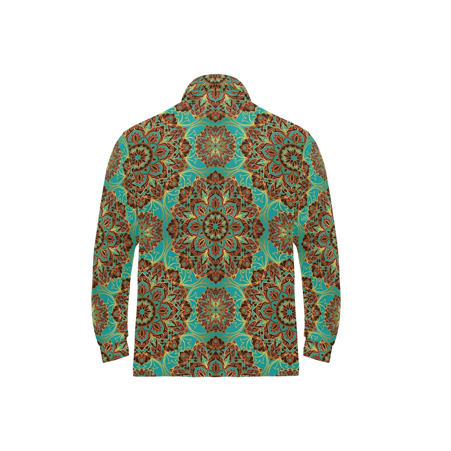 Medallion Pattern Print Design 02 Long Sleeve Polo Shirt For Men's
