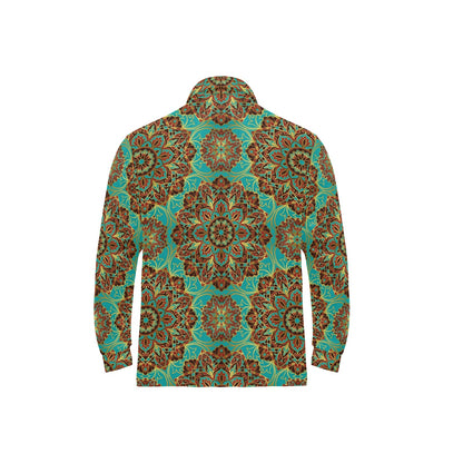 Medallion Pattern Print Design 02 Long Sleeve Polo Shirt For Men's
