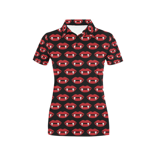 Vampire Lips Print Design LKS302 Women's Polo Shirt