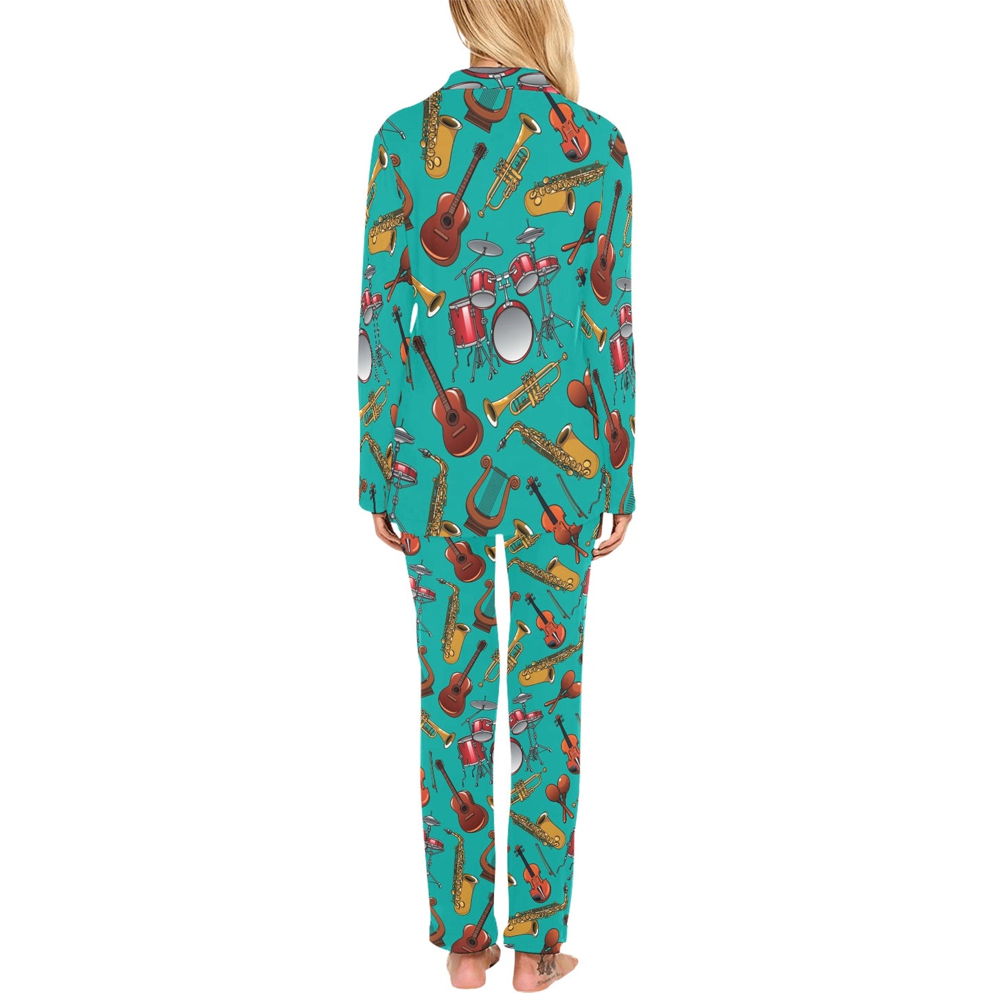 Drum Set Pattern Print Design 01 Women's Long Pajama Set