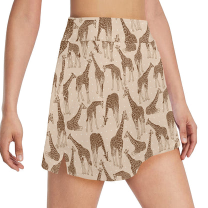 Giraffe Pattern Design Print 17" Golf & Pickleball Skort with Pockets