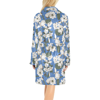 Magnolia Pattern Print Design 01 Women's Fleece Robe