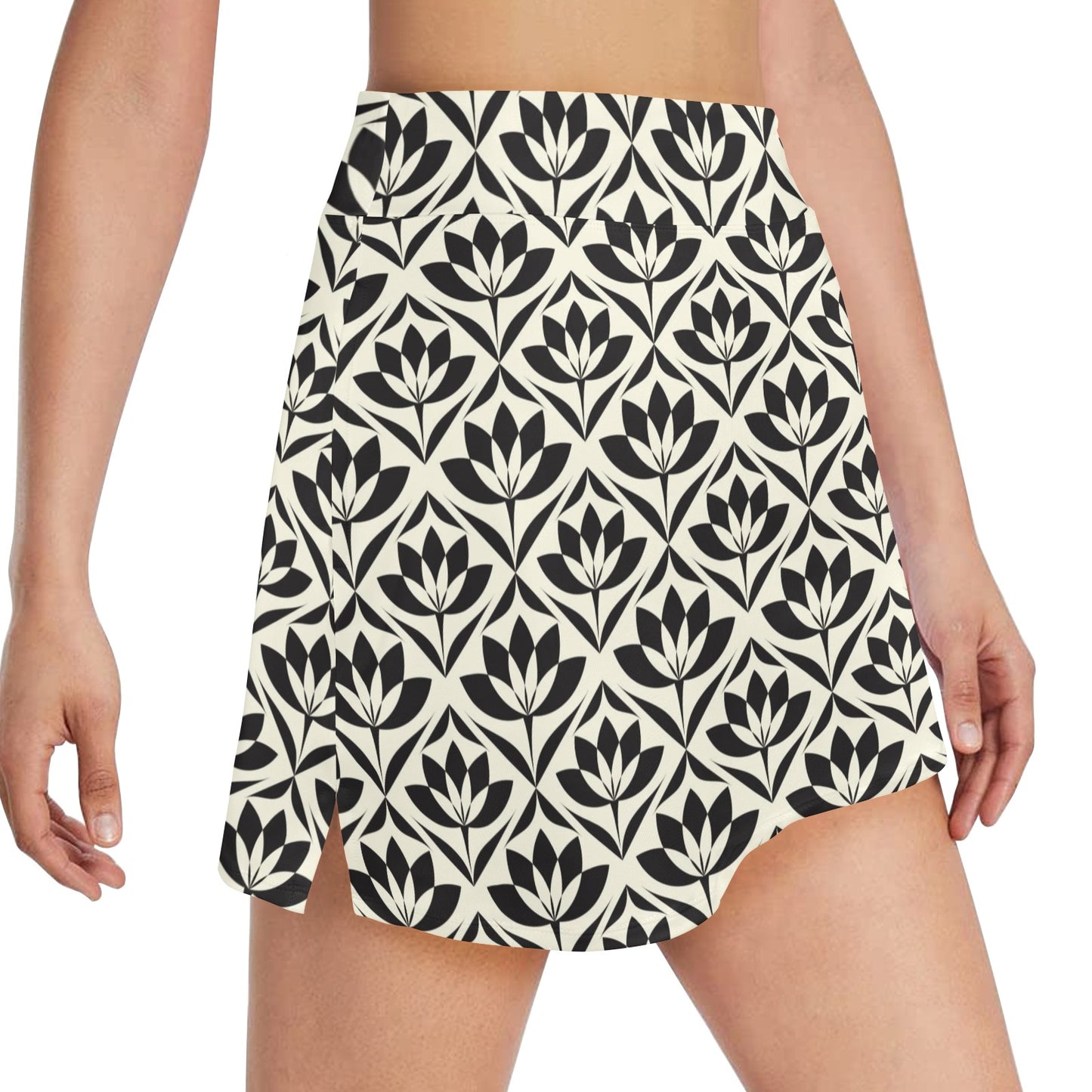 Lotus Pattern Print 17" Golf & Pickleball Skort with Pockets