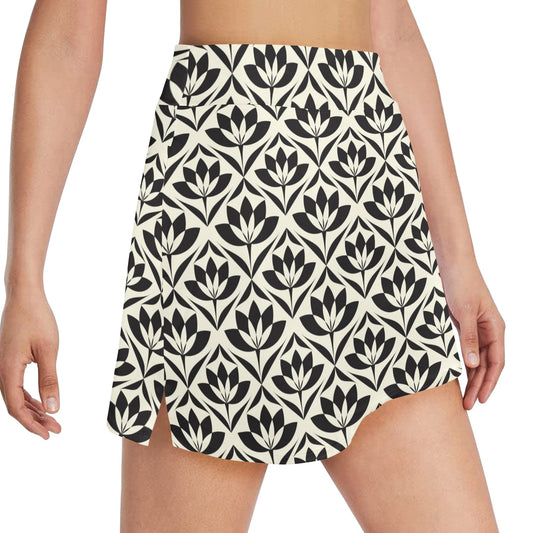 Lotus Pattern Print 17" Golf & Pickleball Skort with Pockets