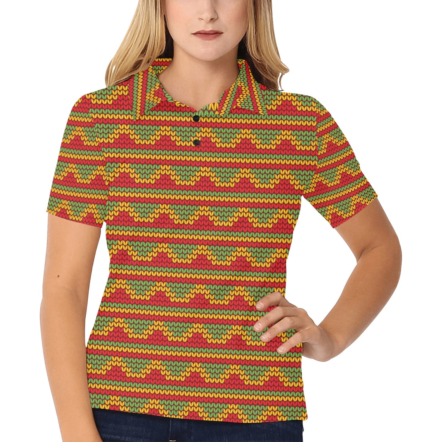Rasta Reggae Color Print Women's Polo Shirt