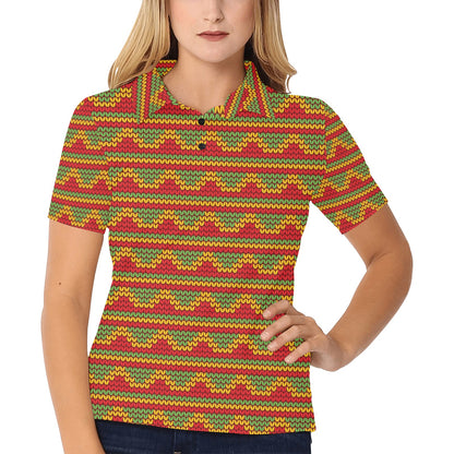 Rasta Reggae Color Print Women's Polo Shirt
