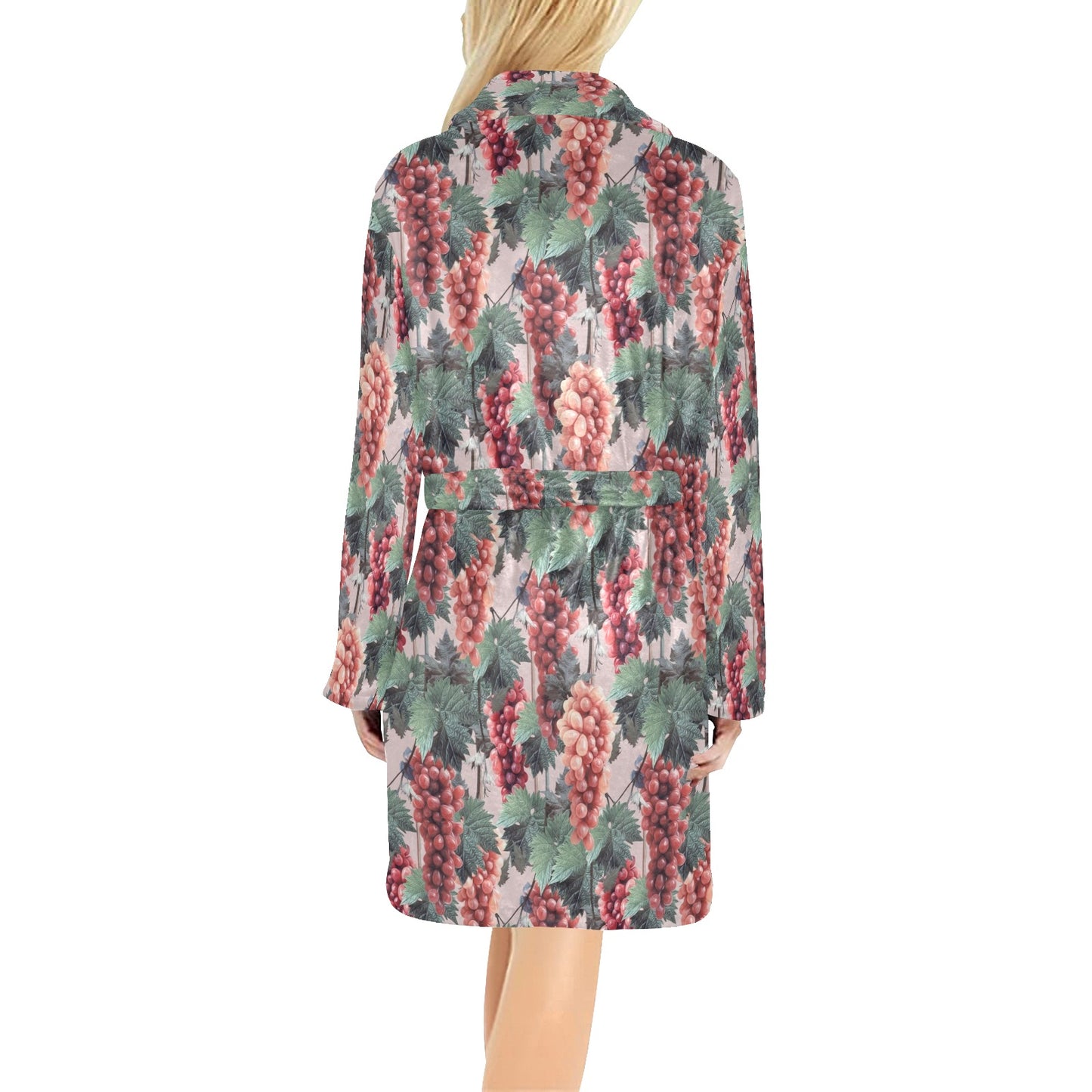 Grape Pattern Print Design GP01 Women's Fleece Robe