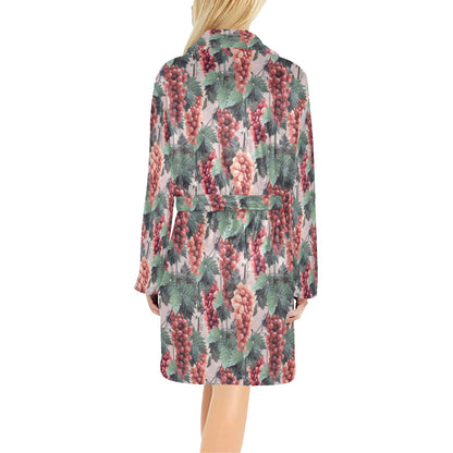 Grape Pattern Print Design GP01 Women's Fleece Robe