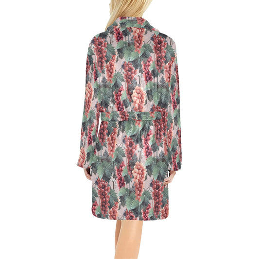 Grape Pattern Print Design GP01 Women's Fleece Robe