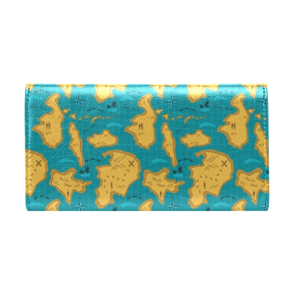 World Map Print Design LKS301 Women's Trifold Wallet