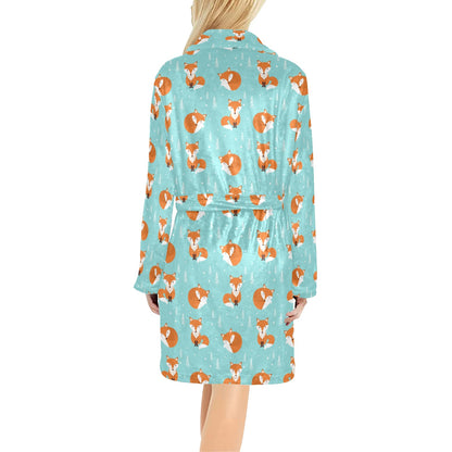 Fox Design Snow Print Pattern Women's Fleece Robe