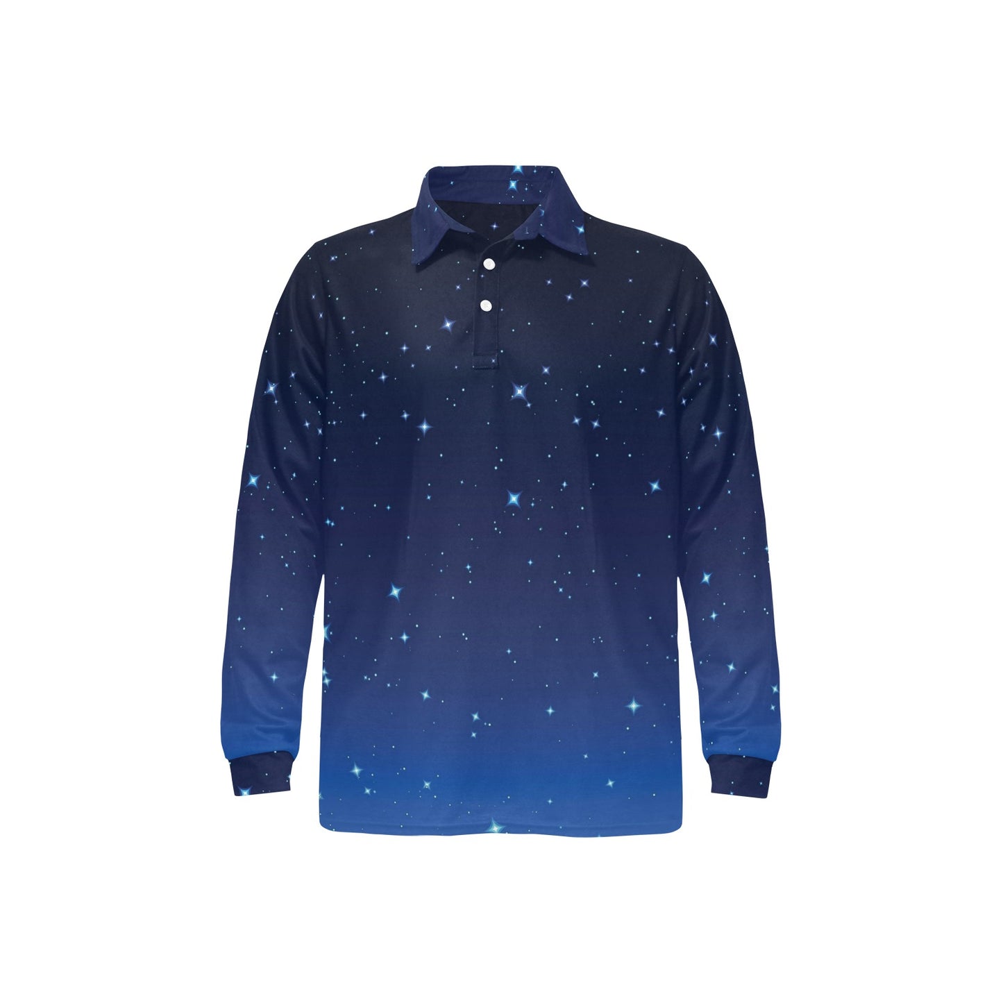 Night sky Pattern Print Design A01 Long Sleeve Polo Shirt For Men's