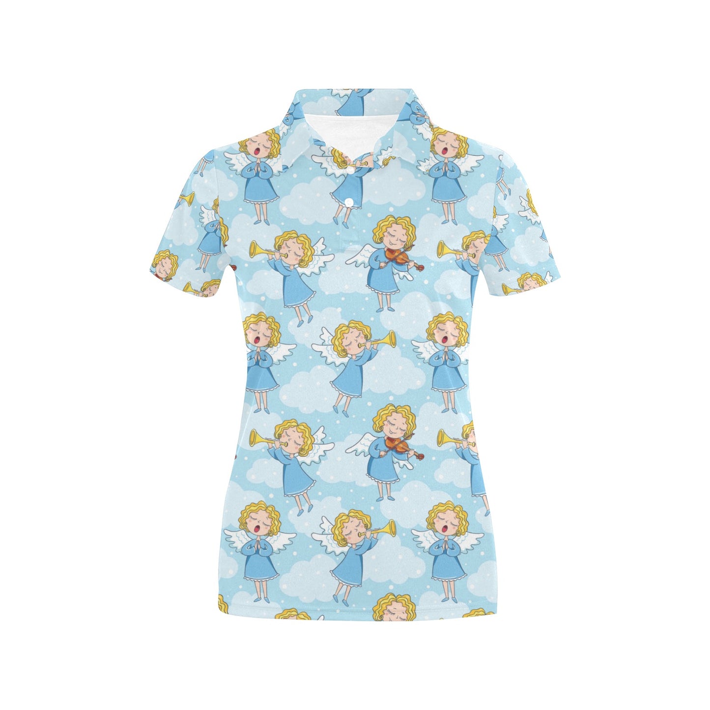 Angel Musician Pattern Print Design 09 Women's Polo Shirt