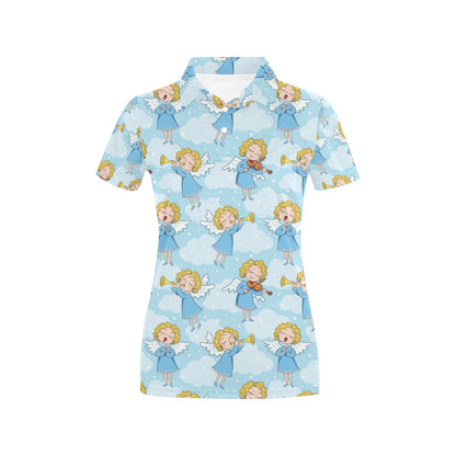 Angel Musician Pattern Print Design 09 Women's Polo Shirt