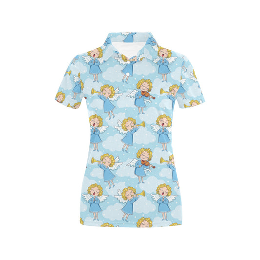 Angel Musician Pattern Print Design 09 Women's Polo Shirt