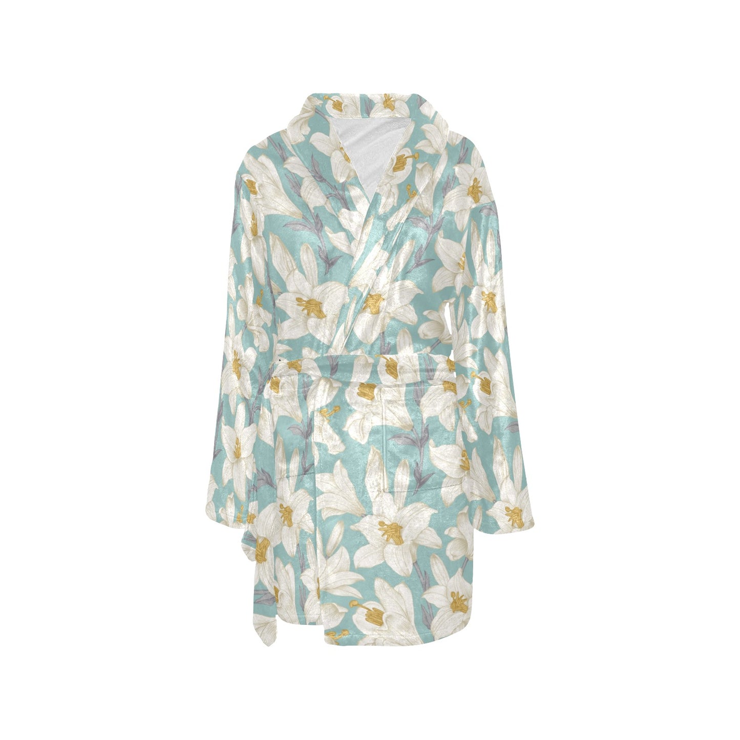 Lily Pattern Print Design 02 Women's Fleece Robe