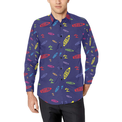 Surfboard Print Design LKS305 Men's Long Sleeve Dress Shirt