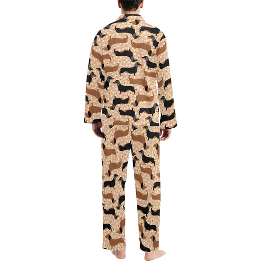 Dachshund Pattern Print Design 011 Men's Long Pajama Set