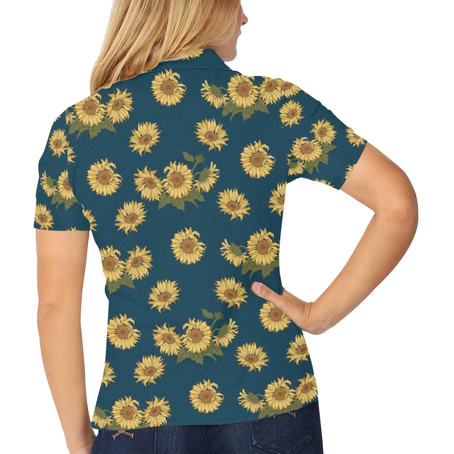 Sunflower Print Design LKS305 Women's Polo Shirt