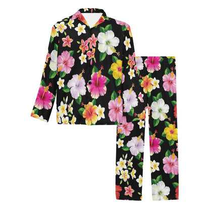 Hibiscus Pattern Print Design HB025 Men's Long Pajama Set