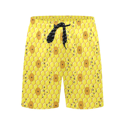 Honey Bee Print Design LKS303 Men's Swim Trunks Beach Shorts
