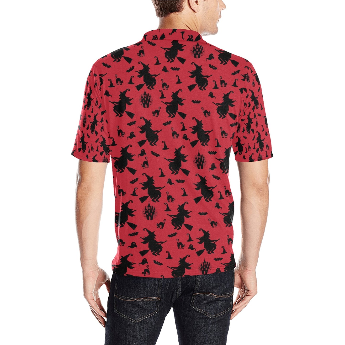 Witch Print Design LKS303 Men Polo Shirt