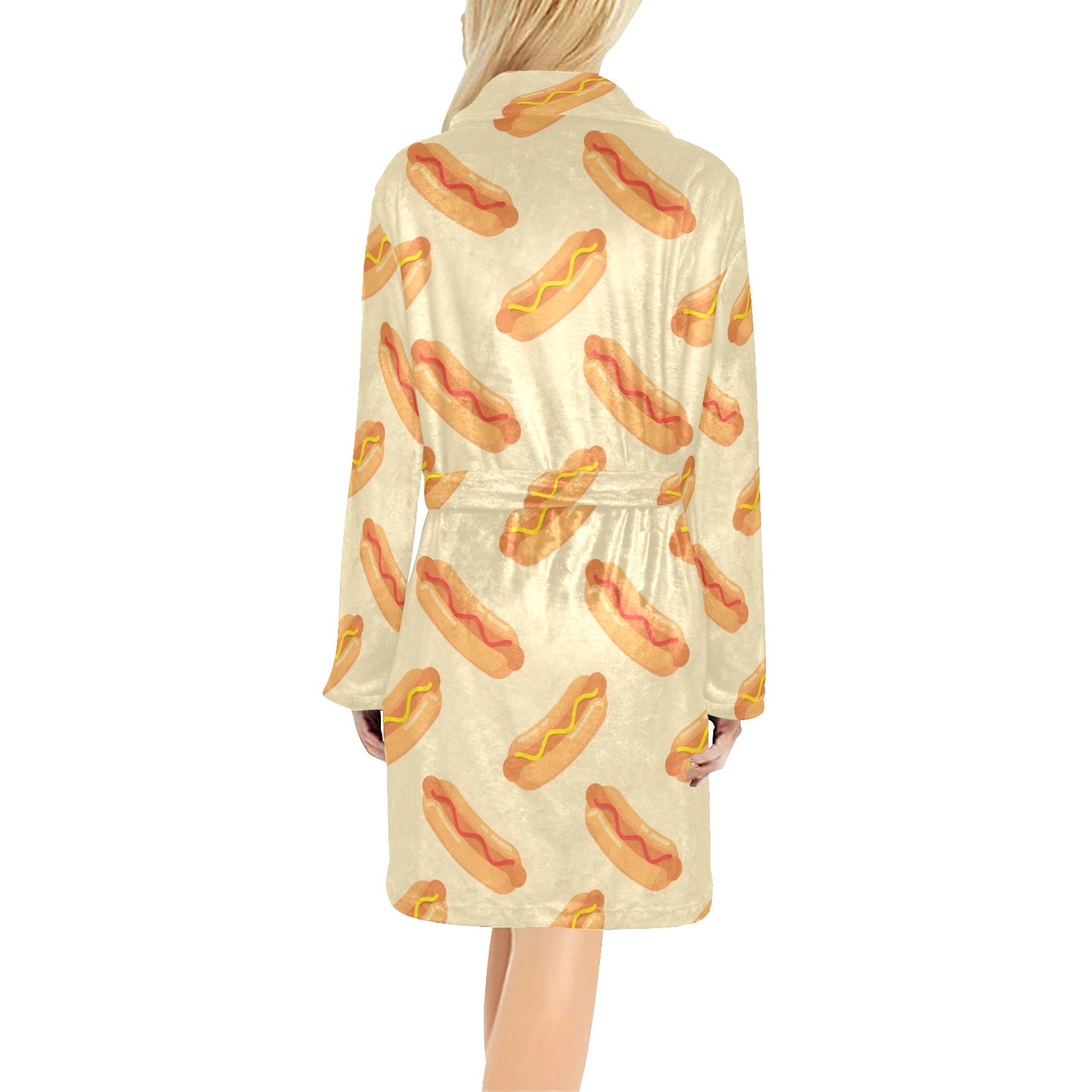 Hot Dog Pattern Print Design 05 Women's Fleece Robe