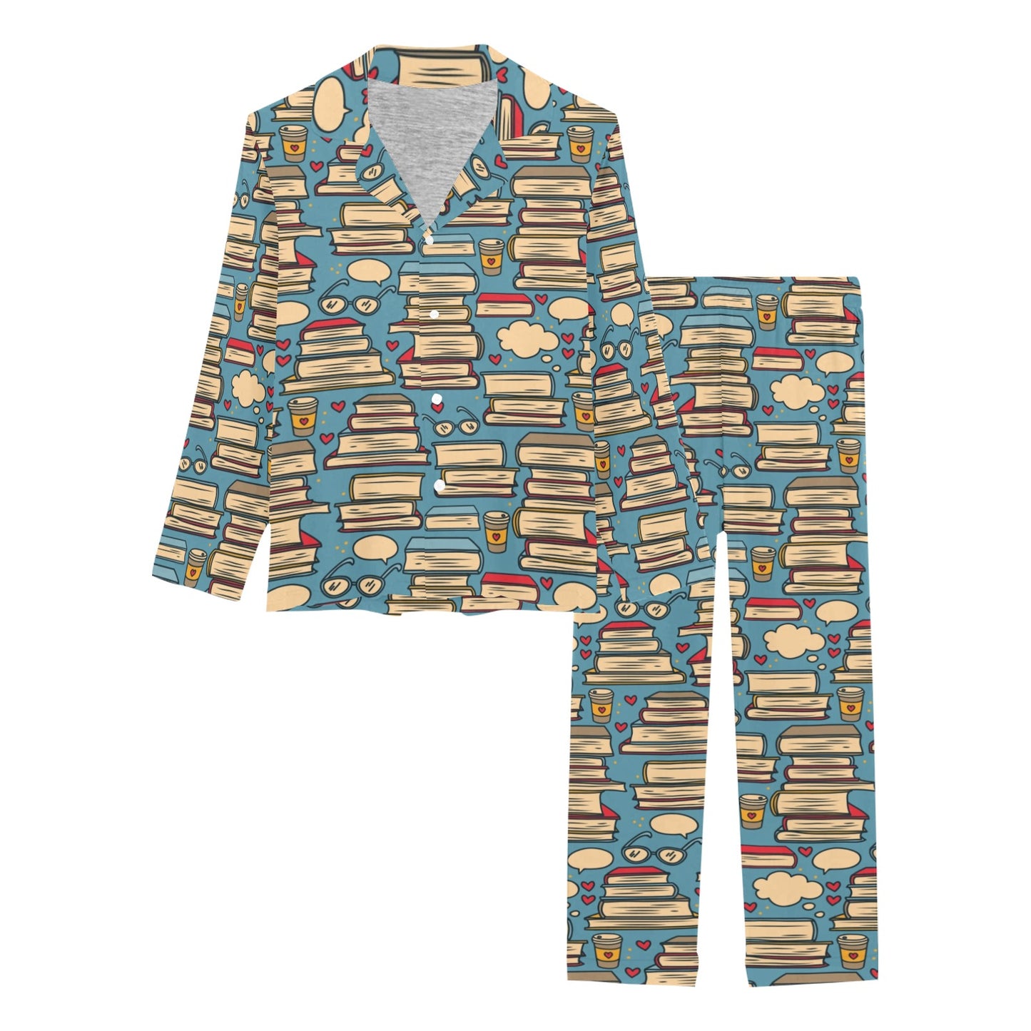 Book Pattern Print Design 03 Women's Long Pajama Set