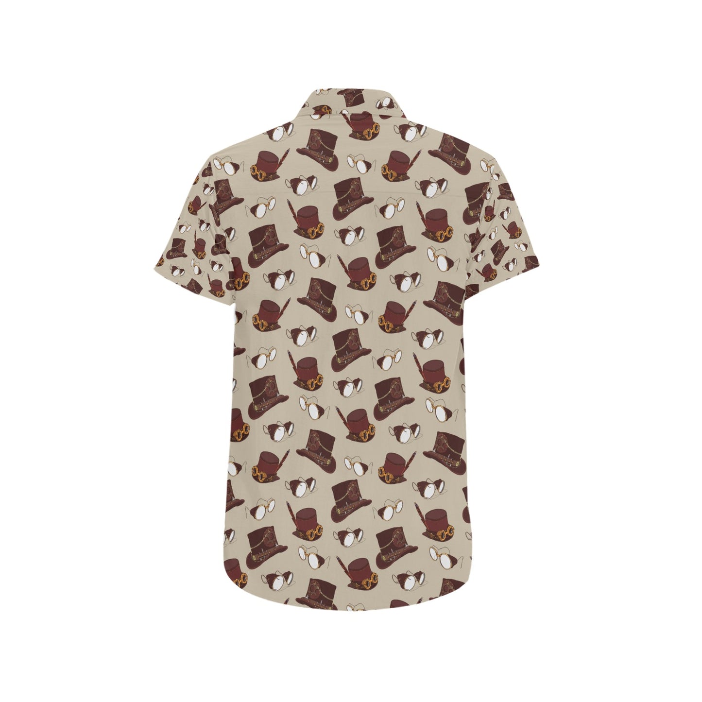 Steampunk Hat Print Design LKS301 Men Short Sleeve Button Up Shirt