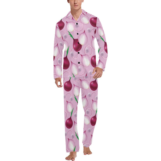 Onion Pattern Print Design A01 Men's Long Pajama Set