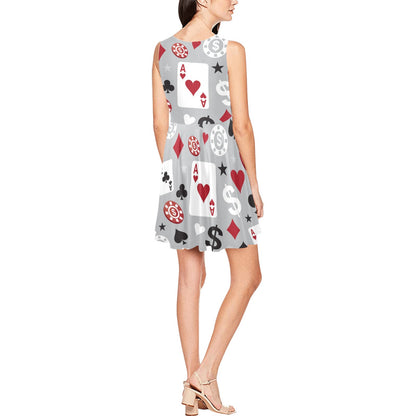 Casino Pattern Print Design 01 Sleeveless Dress