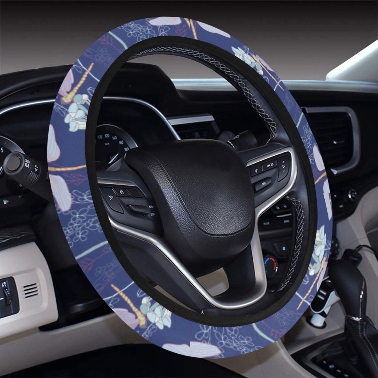Dragonfly Print Design LKS401 Steering Wheel Cover with Elastic Edge