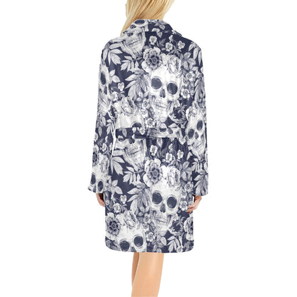 Skull Floral Beautiful Women's Fleece Robe