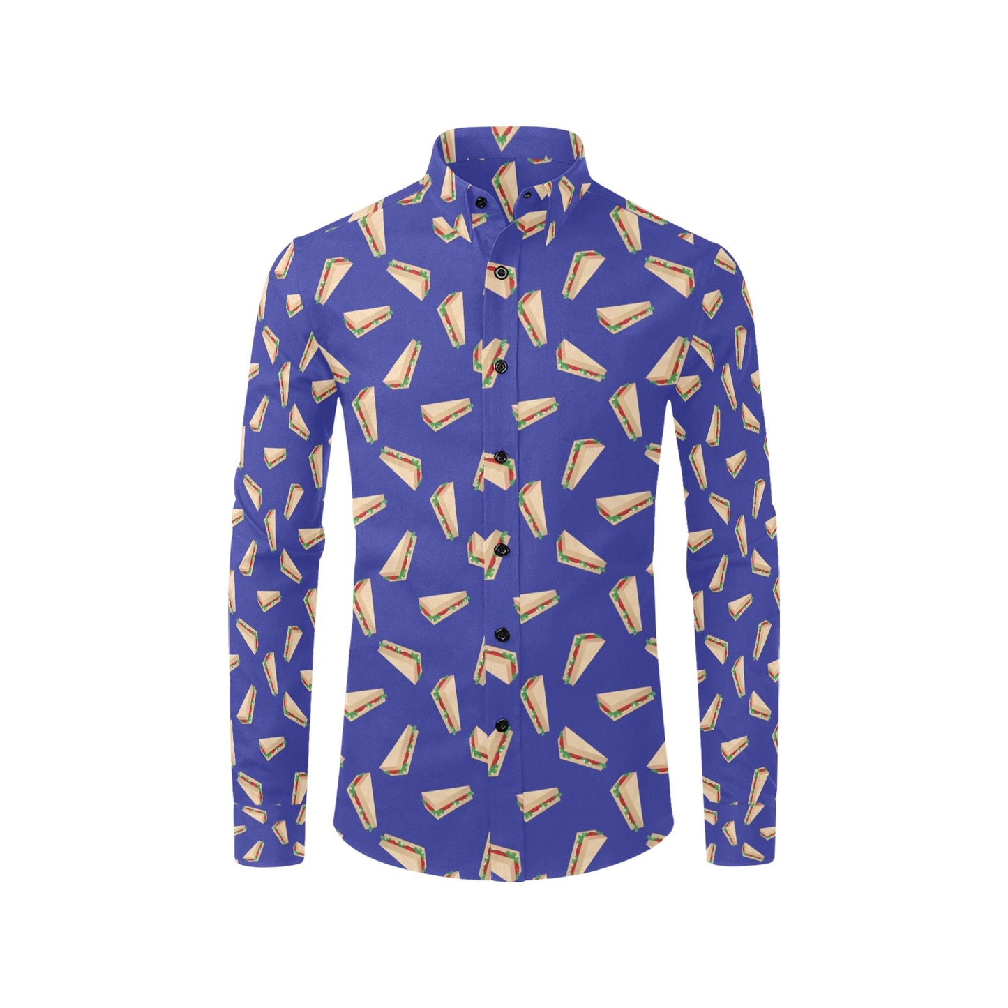 Sandwich Print Design LKS303 Men's Long Sleeve Dress Shirt