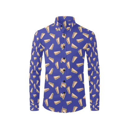 Sandwich Print Design LKS303 Men's Long Sleeve Dress Shirt